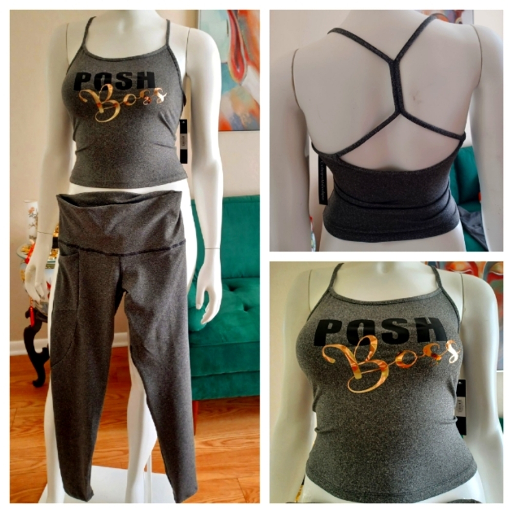 🔥NWT $60 POSH BOSS Matching Set Leggings & Crop Top Large